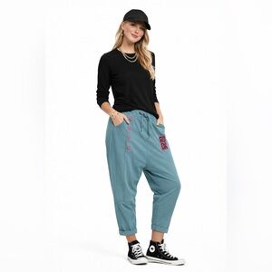 NEW Italian Cotton Drop Crotch Harem Pants - One Size